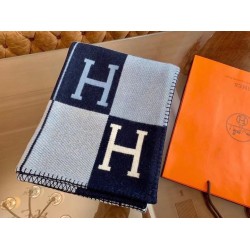 Special Grade Replica Hermes Avalon III Blanket in Blue Clone Sale