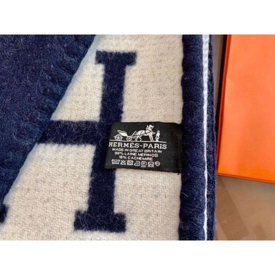 Special Grade Replica Hermes Avalon III Blanket in Blue Clone Sale