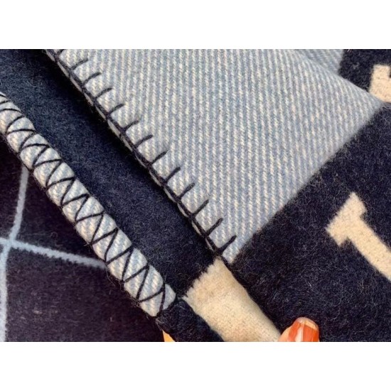 Special Grade Replica Hermes Avalon III Blanket in Blue Clone Sale