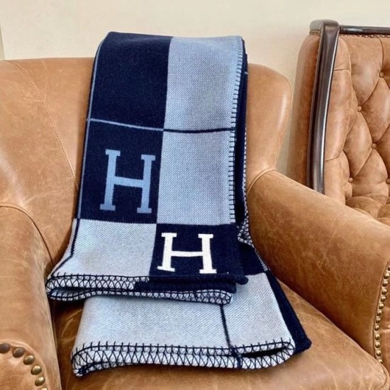 Special Grade Replica Hermes Avalon III Blanket in Blue Clone Sale
