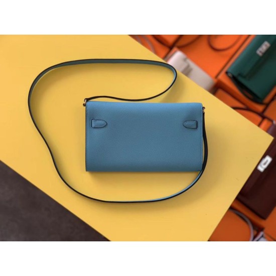 Special Grade Replica Hermes Kelly Classique Wallet To Go Epsom Blue Clone Sale