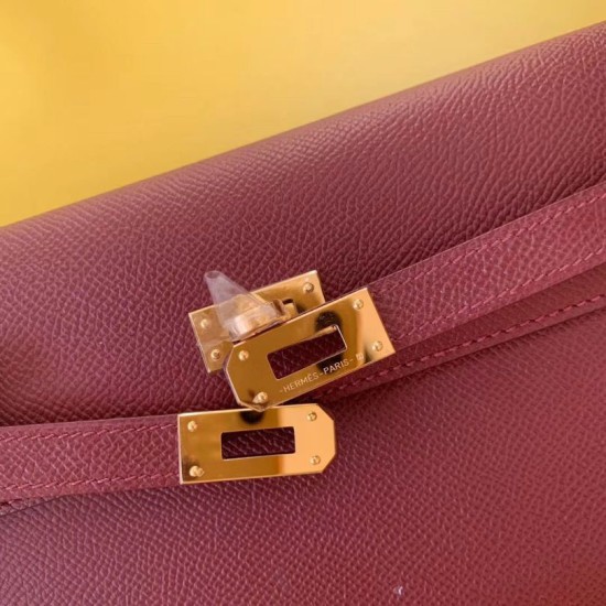 Special Grade Replica Hermes Kelly Classique To Go Wallet in Epsom Burgundy Clone Sale