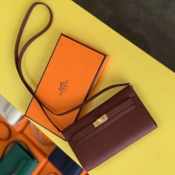 Special Grade Replica Hermes Kelly Classique To Go Wallet in Epsom Burgundy Clone Sale