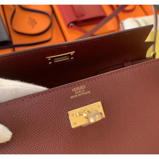 Special Grade Replica Hermes Kelly Classique To Go Wallet in Epsom Burgundy Clone Sale