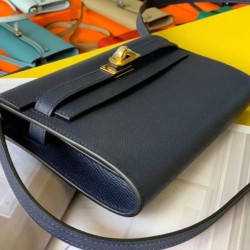 Special Grade Replica Hermes Kelly Classique To Go Wallet in Epsom Dark Blue Clone Sale