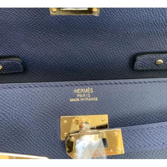 Special Grade Replica Hermes Kelly Classique To Go Wallet in Epsom Dark Blue Clone Sale