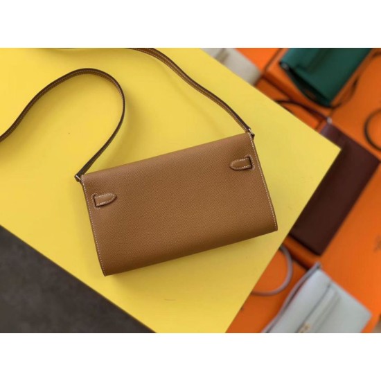 Special Grade Replica Hermes Kelly Classique To Go Wallet in Epsom Brown Clone Sale