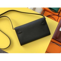 Special Grade Replica Hermes Kelly Classique To Go Wallet in Epsom Black Clone Sale