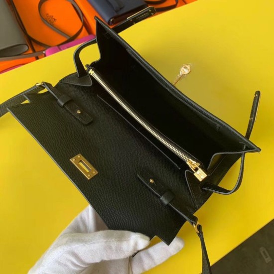Special Grade Replica Hermes Kelly Classique To Go Wallet in Epsom Black Clone Sale