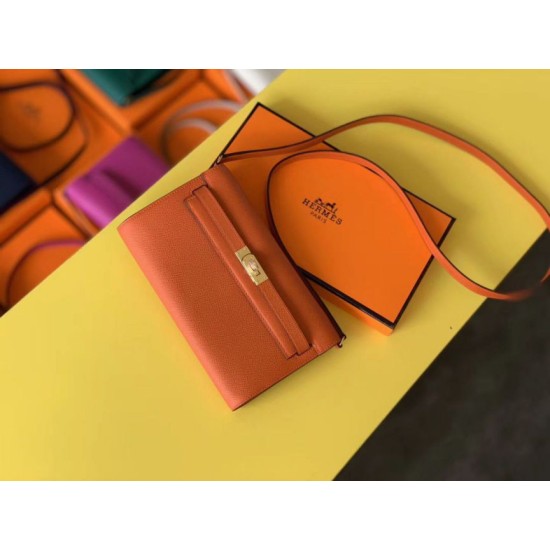 Special Grade Replica Hermes Kelly Classique To Go Epsom Wallet, Orange Clone Sale