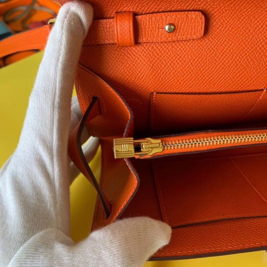 Special Grade Replica Hermes Kelly Classique To Go Epsom Wallet, Orange Clone Sale