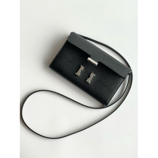 Special Grade Replica Hermes Constance To Go Epsom Wallet, Black Clone Sale