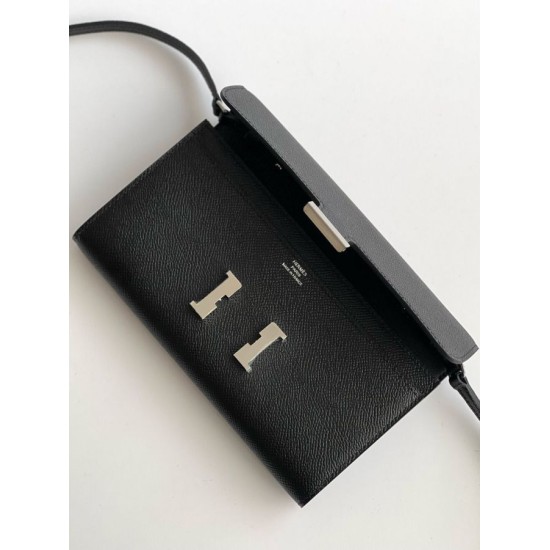 Special Grade Replica Hermes Constance To Go Epsom Wallet, Black Clone Sale