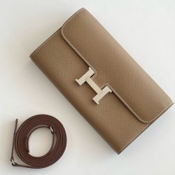 Special Grade Replica Hermes Constance To Go Epsom Wallet, Taupe Clone Sale
