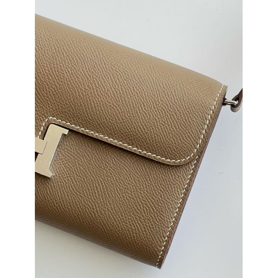 Special Grade Replica Hermes Constance To Go Epsom Wallet, Taupe Clone Sale