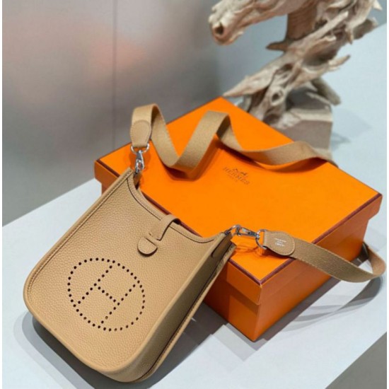 Replica Hermes Evelyne III TPM Mini Bag Brown Clemence