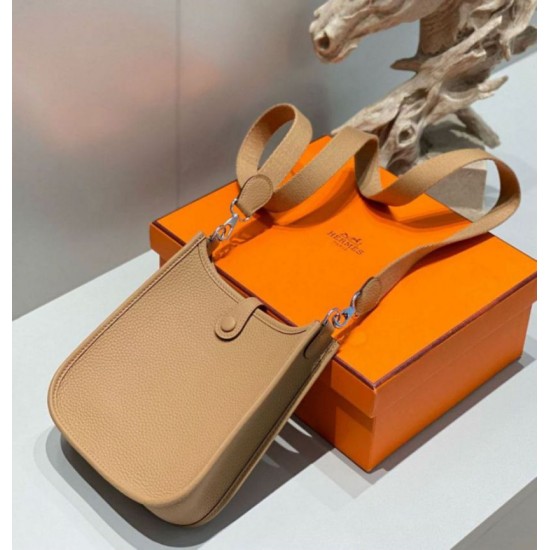 Replica Hermes Evelyne III TPM Mini Bag Brown Clemence