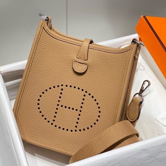 Replica Hermes Evelyne III TPM Mini Bag Brown Clemence