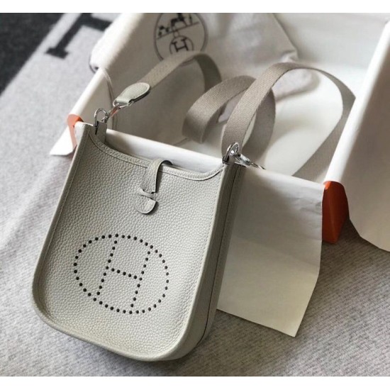Replica Hermes Evelyne III TPM Mini Bag Gray Clemence