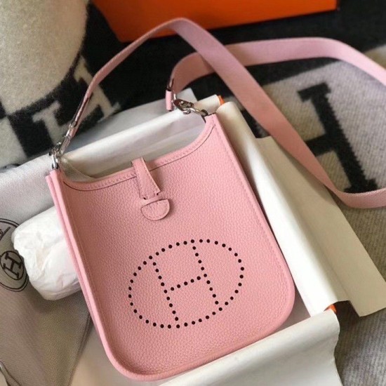 Replica Hermes Evelyne III TPM Mini Bag Pink Clemence
