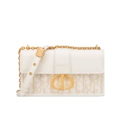 Replica Dior 30 Montaigne East-West Bag Dior Oblique denim With Chain Cream