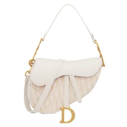 Replica Dior Saddle Bag Dior Oblique denim With Strap Cream