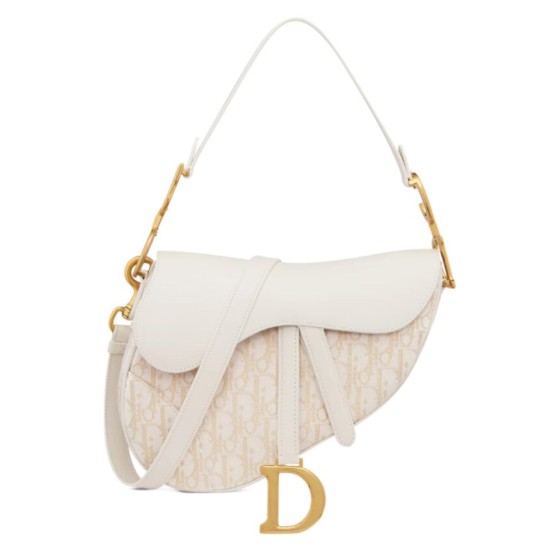 Replica Dior Saddle Bag Dior Oblique denim With Strap Cream