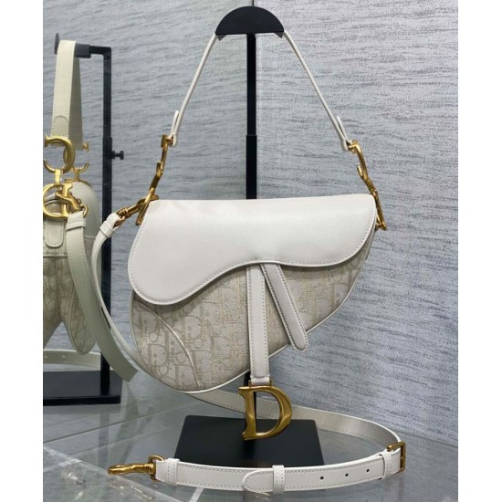Replica Dior Saddle Bag Dior Oblique denim With Strap Cream