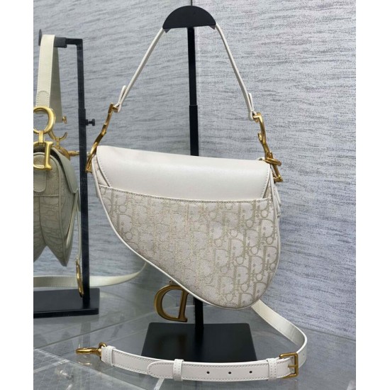 Replica Dior Saddle Bag Dior Oblique denim With Strap Cream