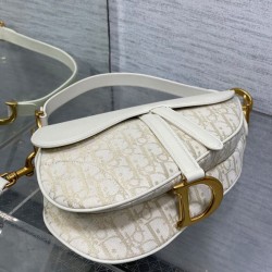 Replica Dior Saddle Bag Dior Oblique denim With Strap Cream