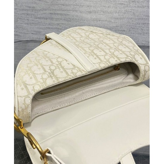 Replica Dior Saddle Bag Dior Oblique denim With Strap Cream