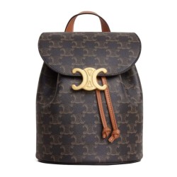 Replica Celine Backpack Celine Bonnie Triomphe Canvas Coffee