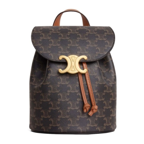 Replica Celine Backpack Celine Bonnie Triomphe Canvas Coffee
