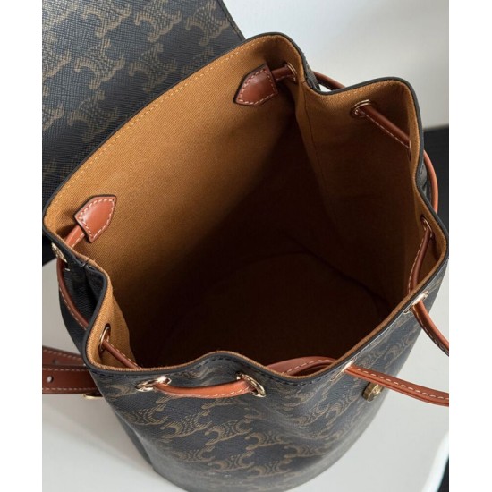 Replica Celine Backpack Celine Bonnie Triomphe Canvas Coffee