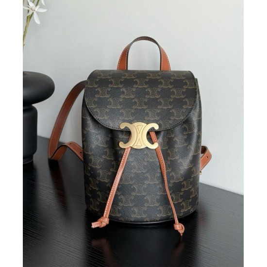Replica Celine Backpack Celine Bonnie Triomphe Canvas Coffee