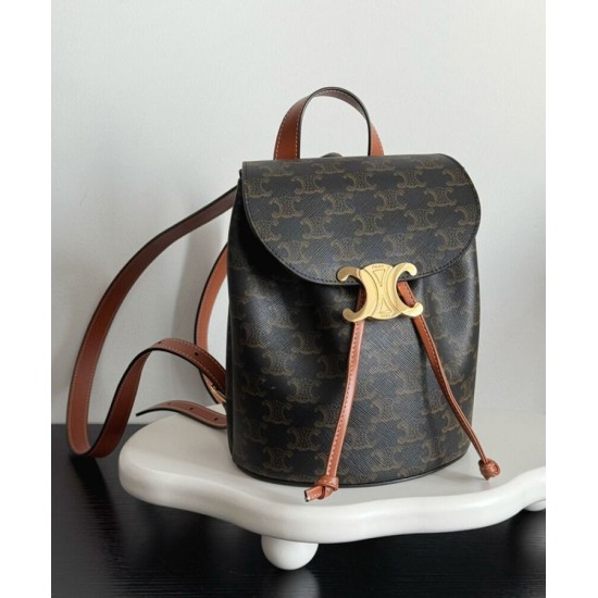 Replica Celine Backpack Celine Bonnie Triomphe Canvas Coffee