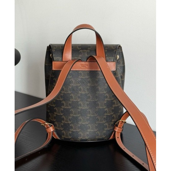 Replica Celine Backpack Celine Bonnie Triomphe Canvas Coffee