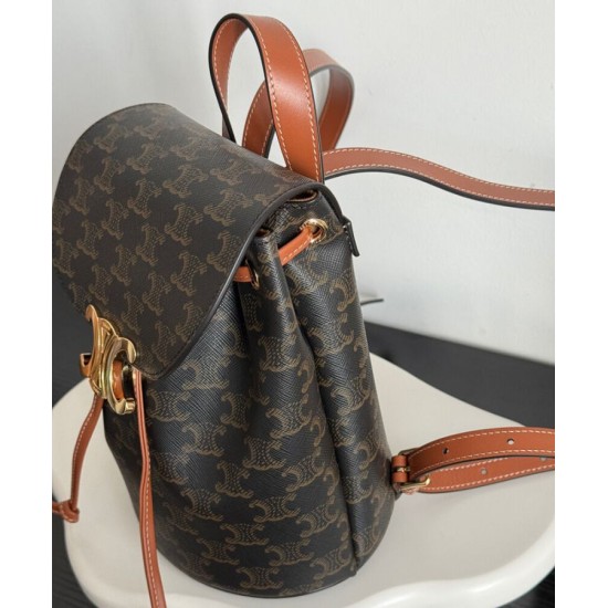 Replica Celine Backpack Celine Bonnie Triomphe Canvas Coffee