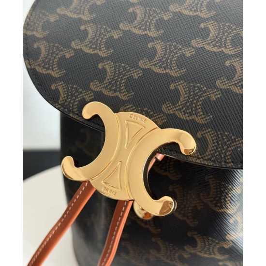 Replica Celine Backpack Celine Bonnie Triomphe Canvas Coffee
