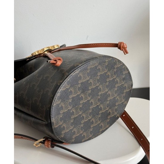 Replica Celine Backpack Celine Bonnie Triomphe Canvas Coffee