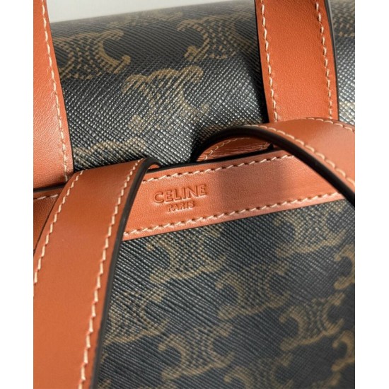 Replica Celine Backpack Celine Bonnie Triomphe Canvas Coffee