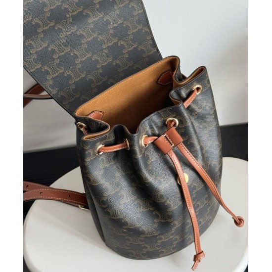 Replica Celine Backpack Celine Bonnie Triomphe Canvas Coffee