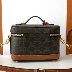 Replica Celine Vanity Triomphe Canvas Bag Coffee