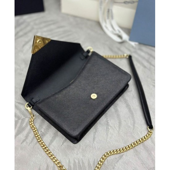 Replica Prada Saffiano Shoulder Bag Black