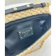 Replica Prada Crochet Raffia Shoulder Bag Apricot
