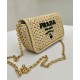 Replica Prada Crochet Raffia Shoulder Bag Apricot