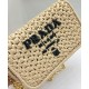 Replica Prada Crochet Raffia Shoulder Bag Apricot