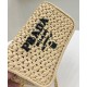 Replica Prada Crochet Raffia Shoulder Bag Apricot