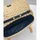 Replica Prada Crochet Raffia Shoulder Bag Apricot