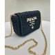 Replica Prada Crochet Raffia Shoulder Bag Black